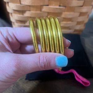 BuDhaGirl Gold Serenity Prayer Bracelets (set of 6): Size Medium